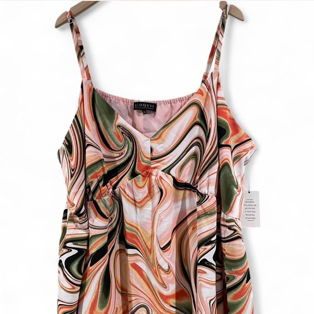 Eloquii Marble Swirl Maxi Dress Plus Size 26W NWT, Dopamine Dressing Beach Vacay - Picture 3 of 8